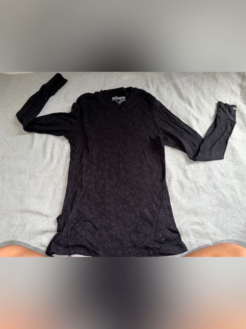 Grey's Anatomy Black Tonal Floral Long-Sleeve Men's Tee